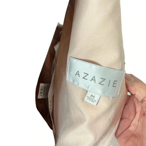 NWT Azazie Pearl Pink Bianca Chiffon Gown Size 6 - Picture 7 of 12